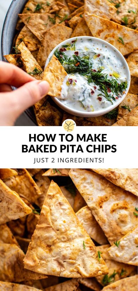 Pita Chips Baked, Vegetarian Snack Recipes, Healthy Sauce Recipes, Pita Chips Recipe, Cheap Healthy Recipes, Baked Pita Chips, Healthy Sauce, Homemade Pita Chips, Appetizers Vegetarian