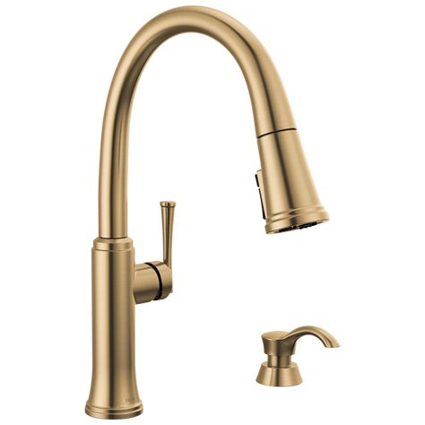 Delta Champagne Bronze Kitchen Faucet, Champagne Bronze Kitchen Hardware, Kitchen Cabinet Redo, Champagne Bronze Kitchen, Kitchen Faucet Ideas, Kitchen Faucet With Soap Dispenser, Bronze Kitchen Faucet, Delta Kitchen Faucet, Gold Kitchen Faucet