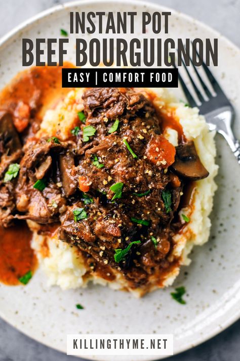 Instant Pot Beef Bourguignon, Instant Pot Beef Recipes, Thyme Recipes, Drink Inspiration, Potted Beef, Easy Comfort Food, Instant Pot Dinner Recipes, Easy Instant Pot Recipes, Pan Meals