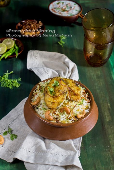 Fish Dum Biryani / Rice cooked with Spices and Fish - Whisk Affair Veg Pulav, Fish Biryani, Rice Spices, Fish Curry Indian, American Chop Suey, Red Chili Paste, Indian Food Photography, Biryani Rice, Desi Khana