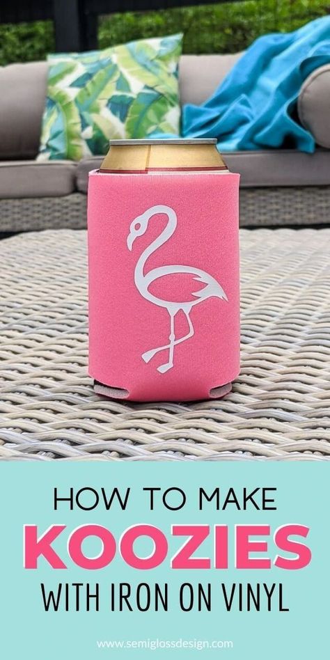 Diy Koozies, Koozies Diy, Koozie Design, Cricut Iron On Vinyl, Beer Koozies, Cricut Explore Projects, Custom Koozies, Cricut Projects Beginner, Cricut Craft Room