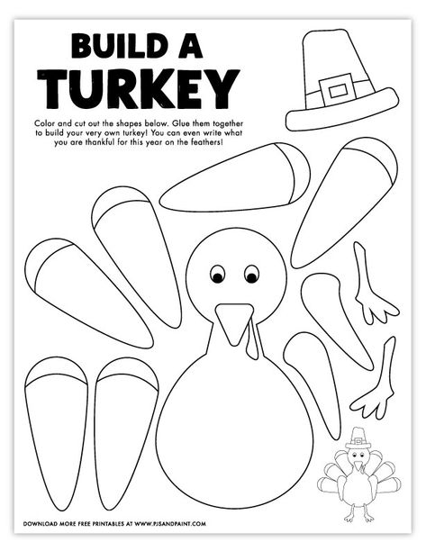 Free Printable Build a Turkey Coloring Page - Pjs and Paint Dinner Cabbage, Build A Turkey, Turkey Coloring, Thanksgiving Worksheets, Thanksgiving Crafts Preschool, November Crafts, Turkey Coloring Pages, Dinner Family, Thanksgiving Activities For Kids