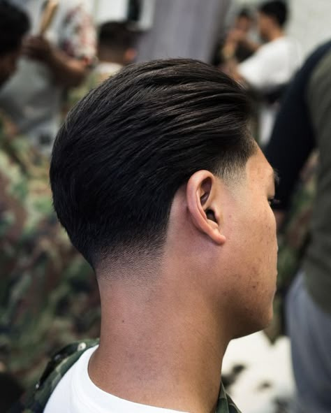 Slicked Back Taper Fade, Taper Slick Back Hair, Tapper Hair Men, Long Hair Taper Fade, Tapper Fade, Slick Back Fade, Slicked Back Hair Men, Low Taper Haircut, Taper Fade Long Hair