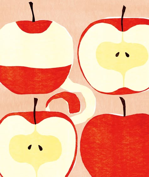 Day 350 | Kazuaki Yamauchi Apple Illustration, Fruits Drawing, Fruit Illustration, Apple A Day, Illustration Food, Apple A, Fabric Inspiration, Art Et Illustration, Fruit Pattern