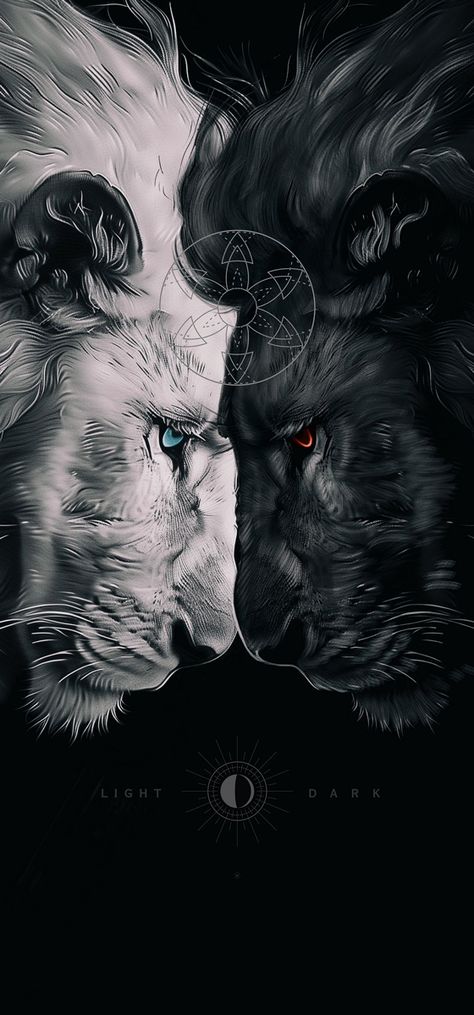 Light Dark Wallpaper, Aura Motivation, Small Eagle Tattoo, Lion White, Panther Pictures, Motivation Quotes Success, Lion Black, Light Vs Dark, Android Wallpaper Blue