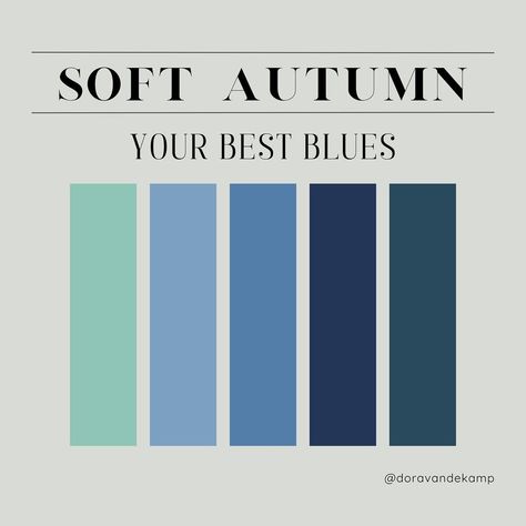 Save this for choosing your best BLUE fashion, makeup and accessories if your color season is autumn! 🍁 Which blues do you love to wear?… | Instagram Kibbe Body Types, Autumn Color Palette Fashion, Muted Autumn, Soft Autumn Palette, Makeup And Accessories, Soft Autumn Color Palette, Autumn Palette, Color Season, Dark Autumn