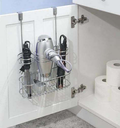 If you have a lot of roommates and only one bathroom, keep your beauty tools organized and out of sight with this organizer. Hot Tools Organization, Dryer Organization, Bathroom Diy Decor, Bathroom Diy Ideas, Tools Organization, Bathroom Storage Ideas, Bathroom Cabinet Organization, Diy Bathroom Storage, Trendy Apartment