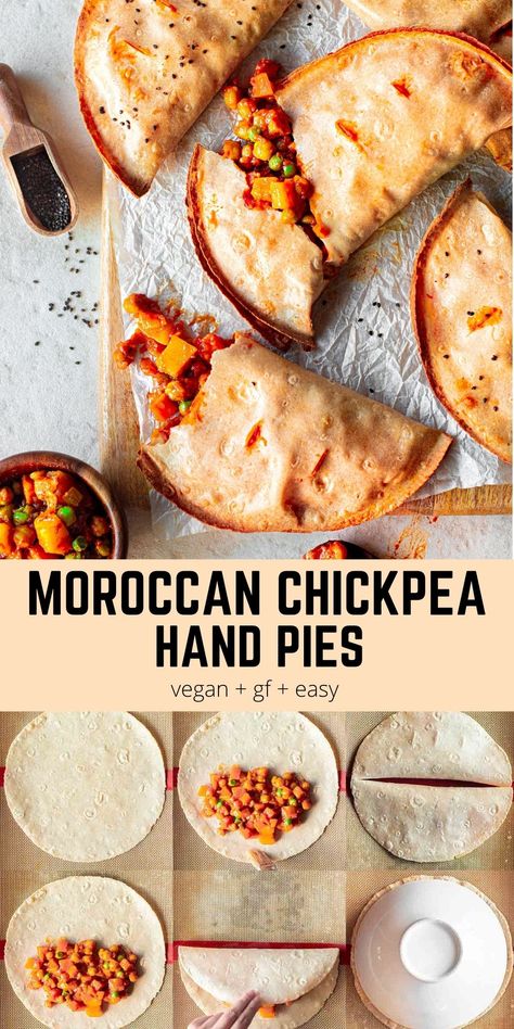 Moroccan Chickpea Hand Pies Moroccan Chickpea, Hand Pie, Hand Pies, Food Board, Dinner Idea, Veg Recipes, Vegan Cooking, Vegetarian Meals, Vegan Foods