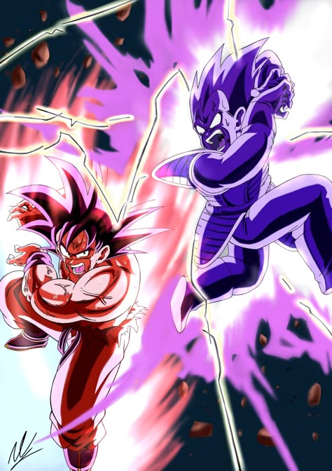 Vegeta furioso, decide explotar la Tierra con el Galick Gun, Goku nuevamente hace el Kaio Ken y lanza un Kamehameha, Vegeta Galick, Vegeta Kamehameha, Vegeta Artwork, Kamehameha Goku, Prince Vegeta, Image Dbz, Goku Anime, Dragon Ball Tattoo, Goku Y Vegeta