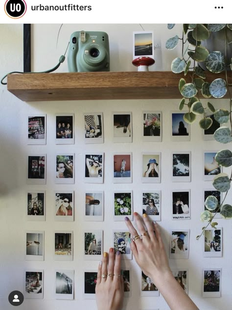 Instax Wall, Polaroid Room, Instax Diy, Polaroid Wall Decor, Instax Ideas, Neutral Nursery Ideas, Photo Wall Display, Photo Collage Wall, Urban Outfitters Home