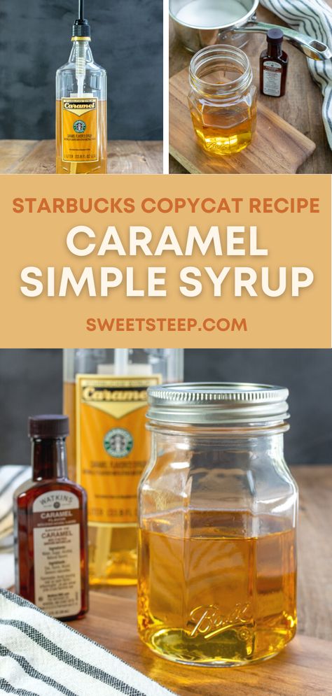 Carmel Coffee Syrup Recipe, Diy Caramel Coffee Syrup, Caramel Syrup For Coffee Recipes, Caramel Sauce For Coffee Drinks, Diy Flavored Syrup For Coffee, Caramel Syrup Recipe Coffee, Diy Caramel Syrup, Copycat Starbucks Syrups, Diy Caramel Syrup For Coffee