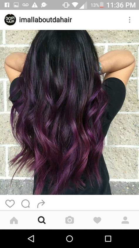 Cinnamon Hair, Purple Ombre Hair, Dark Purple Hair, Plum Hair, Purple Highlights, Long Dark Hair, Hair Color Purple, Ombre Hair Color, Hair Dye Colors