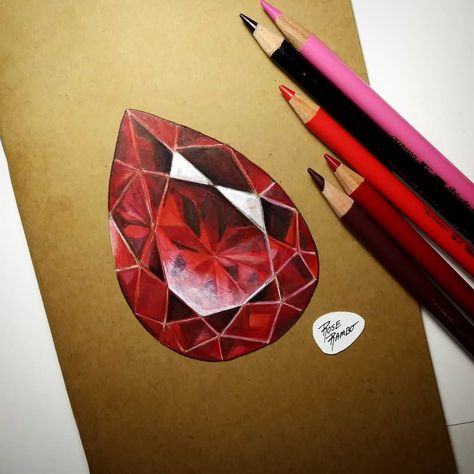 114 Likes, 3 Comments - Rose Rambo (@vitruvian_art) on Instagram: “Been feeling a ruby coming on for a while. Love these diamond journal covers!! If you need one DM…” Instagram Journal, How To Draw Realistic, Jewel Drawing, Gem Drawing, Draw Realistic, Prismacolor Art, Jewelry Rendering, Jewellery Design Sketches, Jewelry Illustration