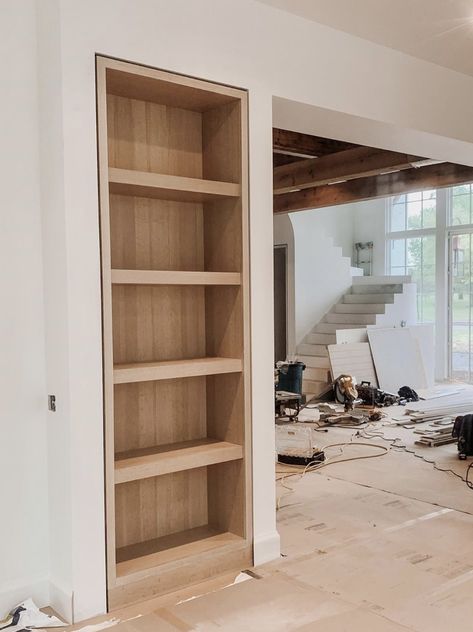 Kitchen Redesign, Oak Bookcase, Custom Furniture Design, Oak Shelves, Built In Bookcase, Built In Shelves, Kitchen Remodeling, Build Your Dream Home, Remodeling Projects