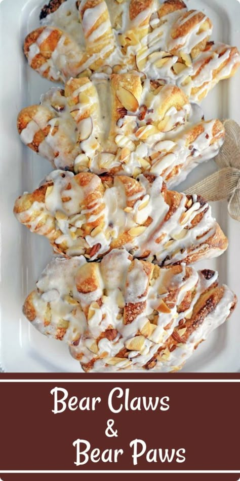 Bear Claw Recipe, Almond Filling, Breakfast Sweets, Bear Claw, Bear Claws, Breakfast Pastries, Homemade Breakfast, Puff Pastry Recipes, Think Food