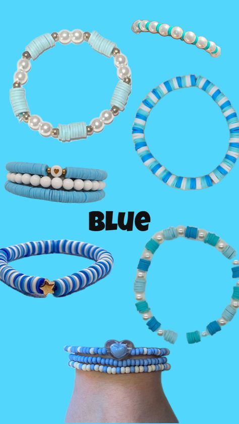 Good ideas for blue braclets Clay Head Bracket Ideas, Braclate Ideas, Blue Bracelets, Clay Bead Necklace, Vbs 2024, Crystal Bead Jewelry, Clay Bracelet, Good Ideas, Beads Bracelet Design