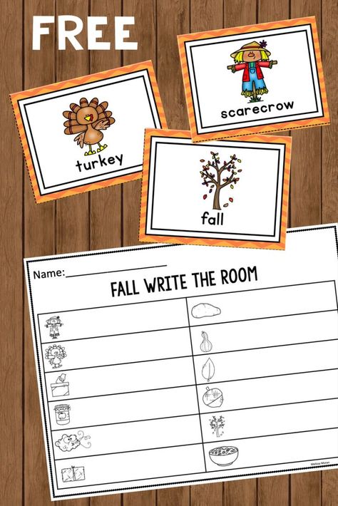 Fall Writing Activities Preschool, Fall Writing Kindergarten, Fall Write The Room, Fall Kindergarten Crafts, Halloween Kindergarten Activities, Fall Literacy Centers, Fall Writing Activities, Thanksgiving Classroom Activities, Thanksgiving Writing Activity