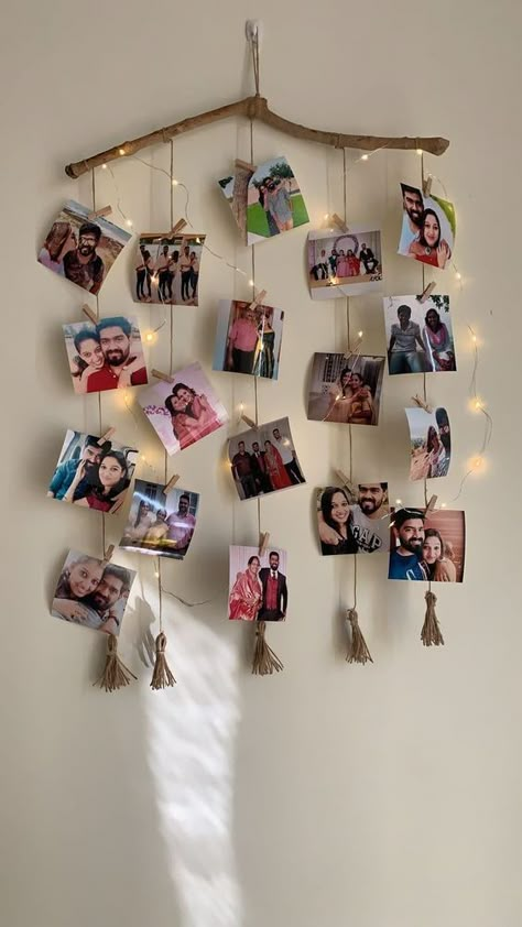 Room Decor Ideas Diy For Teens, Handmade Frames Ideas, Photo Frame Ideas Handmade, Diy Bedroom Decor For Teens, Photo Frame Decoration, Room Decor For Teens, Pola Macrame, Hiasan Bilik Tidur, Easy Room Decor