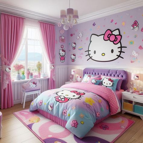 Hello Kitty And Friends Bedroom, Hello Kitty And Friends Room Decor, Hello Kitty Room Ideas For Kids, Hello Kitty Girls Room, Hello Kitty Kids Room, Room Hello Kitty, Ariel Bedroom, Hello Kitty Room, Hello Kitty Bedroom