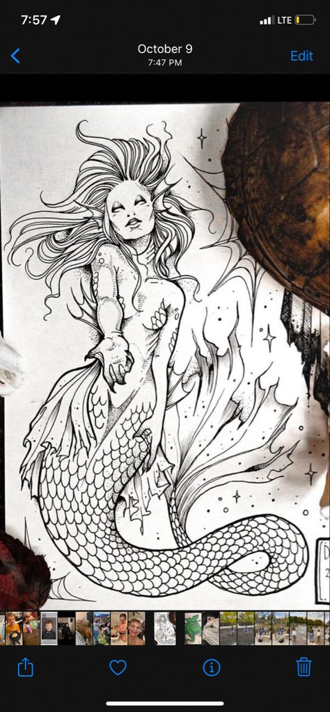 Siren Sketch Tattoo, Mermaid Theme Tattoo Sleeve, Large Siren Tattoo, Siren Song Art, Siren Tattoo Ideas For Women, Mythical Mermaid Tattoo, Siren Pinup Tattoo, Aries Mermaid Tattoo, Octopus Mermaid Tattoo