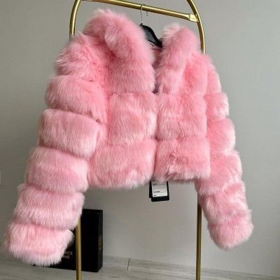 Cropped Fur Jacket, Pink Faux Fur Jacket, Short Faux Fur Coat, Fur Outfit, Pink Fur Coat, Faux Fur Cropped Jacket, Fur Jackets, Pink Fur, Pink Faux Fur