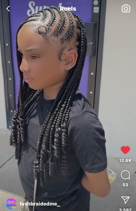 Box Braids And Cornrows Hairstyles, Back To School Braids Hairstyles For Kids, Box Braids For Little Black Girls Hair, Kids Stitch Braids Hairstyles, Cute Kid Hairstyles Braided, Cute Hairstyles For Little Kids Easy, Kids Quick Braided Hairstyles, Hairstyles For Black Girls Kids 10-11 Braids, Braids For Preteens Black