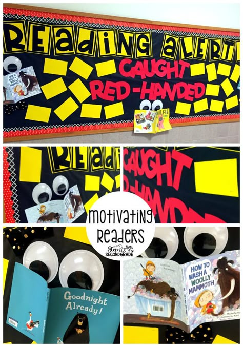 Ar Bulletin Boards, Literacy Bulletin Boards, Reading Bulletin Board, Book Bulletin Board, Library Bulletin Board Ideas, Kindergarten Bulletin Boards, Books And Crafts, Library Classroom, Amy Lemons