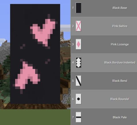 Minecraft Flag Design Pink, Cute Pink Minecraft Banners, How To Make A Bunny Banner In Minecraft, Minecraft Sign Board Design, Aesthetic Minecraft Block Combinations, Hello Kitty Minecraft Banner, Ghost Banner Minecraft, Cherry Blossom Banner Minecraft, Minecraft Templates Buildings