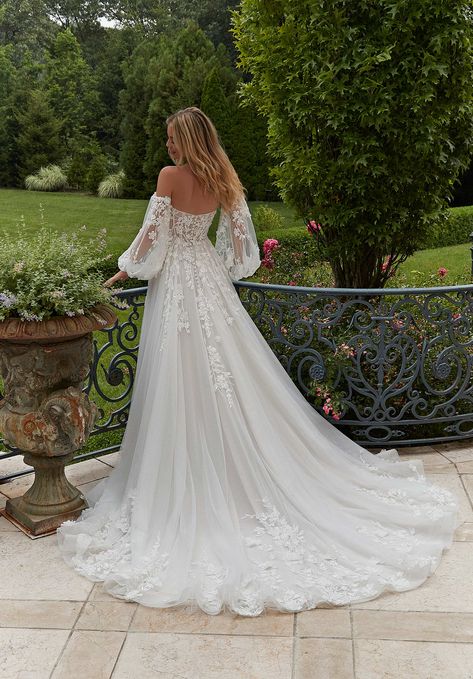 Paulette Wedding Dress Tiana Inspired Wedding Dress, Wedding Inspo Dress, Blair Waldorf Wedding Dress, Fairytale Wedding Dress Long Sleeve, Disney Princess Wedding Dress, V Neck Wedding Dress With Sleeves, Lace Romantic Wedding Dress, Off Shoulder A Line Wedding Dress, Lacy Wedding Dresses With Sleeves