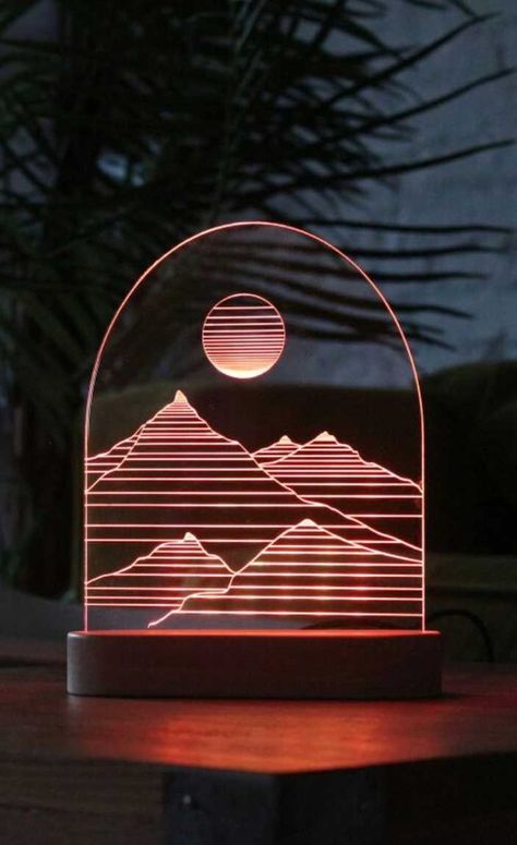 Nature Lamp, Lamp Vector, Laser Cut Lamps, Laser Cut Projects, Laser Engraved Acrylic, Cnc Router Projects, Laser Engraving Ideas, Router Projects, 3d Led Lamp