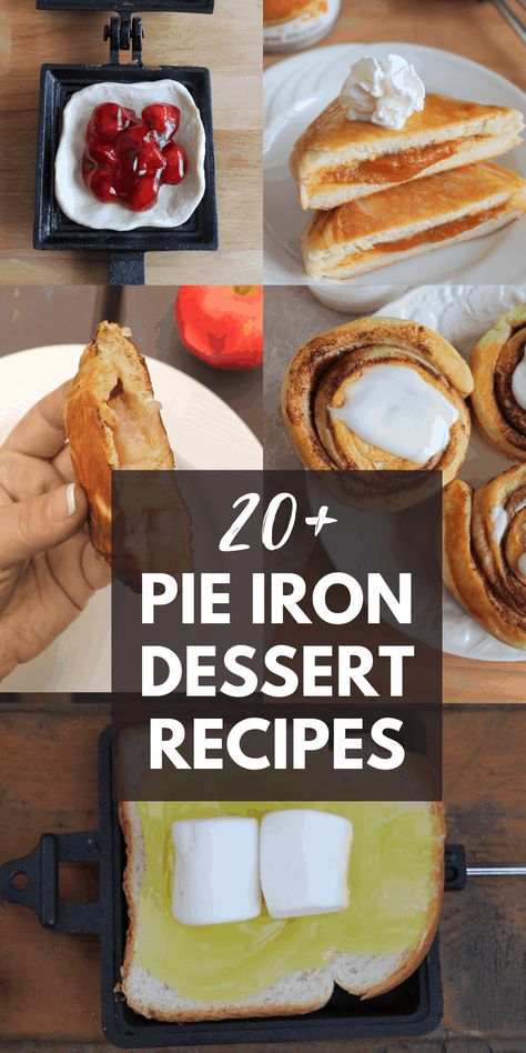 Dessert Pie Iron Recipes, Fire Pie Iron Recipes, Camping Iron Recipes, Camping Iron Pie Recipes, Camping Pies Recipe, Camping Pudgy Pie Recipes, Pudgie Pie Dessert Recipes, Mountain Pies Recipes, Pie Iron Desserts Camping