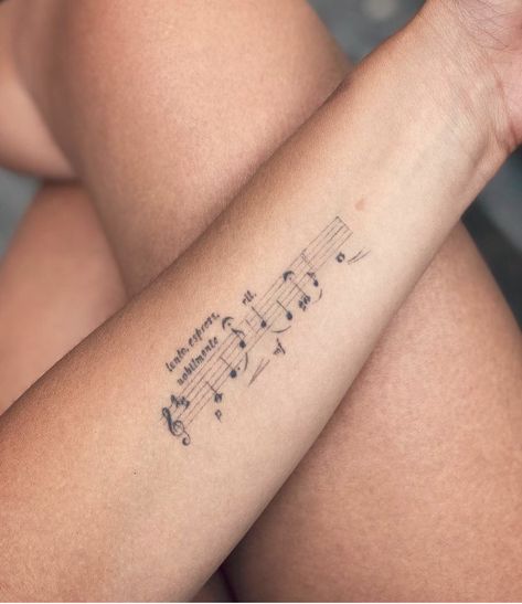 Music Sheet Tattoo, Music Note Tattoo Ideas, Gramophone Tattoo, Sheet Music Tattoo, Treble Clef Tattoo, Meaningful Symbol Tattoos, Rose Tattoo Stencil, Music Notes Tattoo, Music Note Tattoo