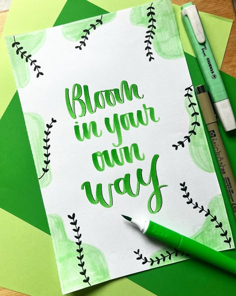 Quotation Paintings, Journal Art Ideas Easy, How To Do Calligraphy With Brush Pens, Quote Cards Design, Calligraphy Ideas Design Art, Calligraphy Quotes Motivation, Letter Design Ideas Cards, Quotes Drawing Ideas, Caligraphy Ideas Quotes