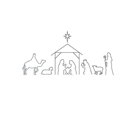 Scene Outline, Nativity Embroidery, Embroidery Reference, Machine Embroidery Christmas, Christmas Card Messages, Outline Embroidery, Jesus Design, Bean Stitch, Christmas Embroidery Patterns