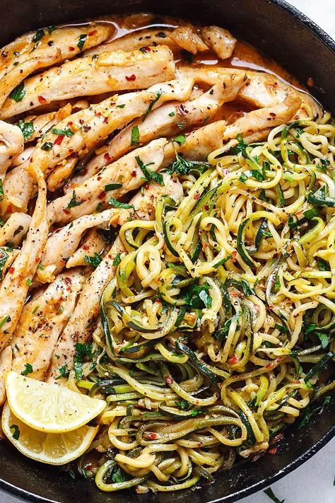 Chicken And Zucchini Noodles, Ayam Mentega, Zucchini Noodles Recipe, Chicken And Zucchini, Cowboy Butter, Recipe With Chicken, Zucchini Noodle Recipes, Chicken And Pasta, Zoodle Recipes