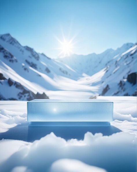 Photo empty ice podium for product sunny... | Premium Photo #Freepik #photo Snow Product Photography, Product Background Design, Pet Shop Logo Design, Ice Background, Background Mountain, Studio Background Ideas, Outdoor Background, Ice Mountain, Pet Shop Logo