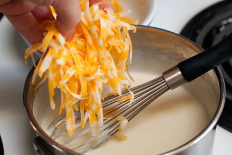 Mixing shredded colby jack cheese in to this easy Cheese Sauce in a silver sauce pan. Colby Jack Cheese Dip, Cheesey Pasta, Basic Cheese Sauce, Easy Cheese Sauce, Simple Cheese Sauce, Melted Cheese Sauce, Cheese Dipping Sauce, How To Make Cheese Sauce, Asparagus Dishes