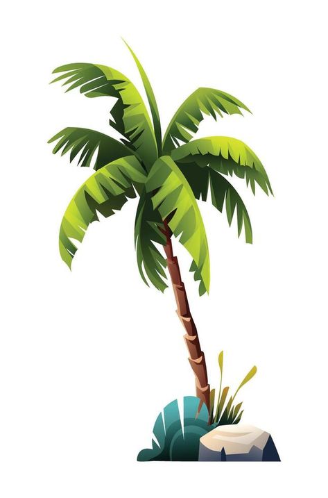 Tropical coconut palm tree illustration in cartoon style Coconut Tree Cartoon, Coconut Tree Illustration, Palm Tree Clipart, Palm Tree Illustration, Palm Tree Vector, Coconut Palm Tree, Tree Clipart, Coconut Palm, Tree Saw