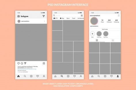 Instagram interface template premium Pre... | Premium Psd #Freepik #psd #mockup #phone #social-media #instagram Fake Social Media Template, Fake Instagram Post Template, Fake Instagram Template, Instagram Page Template, Instagram Post Template Background, Instagram Interface, Instagram Overlay, Ig Post Template, Instagram Post Template Design