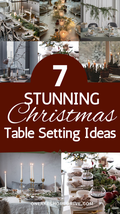 Christmas Table Settings Table Settings Without Table Cloth, Table Centerpieces For Long Tables, Simple Holiday Table Settings, Table Scape Ideas Christmas, Setting Tables Ideas Layout, Dark Wood Table Setting, Christmas Table Ideas Elegant, Setting The Table For Christmas, Simple Natural Christmas Table Setting