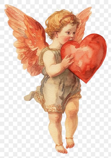 Cupid Core, Valentines Flash, Paper Cartoon, Watercolor Angel, Love Is A Verb, Png Heart, S Valentino, Valentine Cupid, Heart Paper