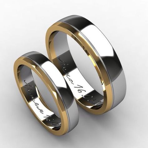 Gold Wedding Rings for Couples - Best in Aesthetic Luxury, Unique Designs Gold And Silver Wedding Ring, Gold And Silver Wedding, Wedding Rings Sets His And Hers, Couple Ring Design, Engagement Rings Couple, Matching Wedding Rings, Camo Wedding, Silver Wedding Ring, Couple Wedding Rings