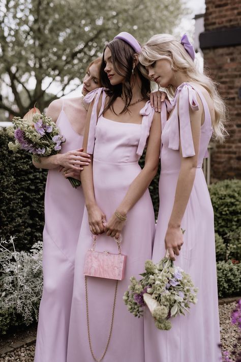 Lilac Wedding Reception, Pink And Purple Bridesmaid Dresses, Lavender Satin Dress, Modern Bridesmaids, Maids To Measure, Family Dress, Lilac Bridesmaid, Modern Bridesmaid Dresses, Lavender Bridesmaid