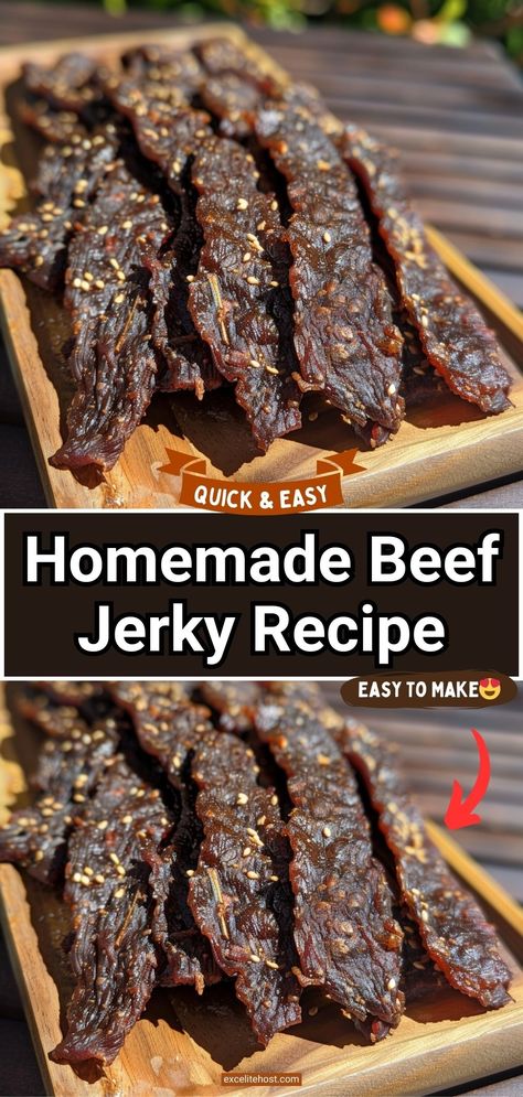 Homemade Beef Jerky Venison Meals, Ground Beef Jerky Recipe, Jerky Marinade Recipes, Beef Jerky Recipe Dehydrator, Beef Jerky Marinade, Homemade Beef Jerky Recipe, Jerky Recipes Dehydrator, Deer Jerky Recipe, Venison Jerky Recipe