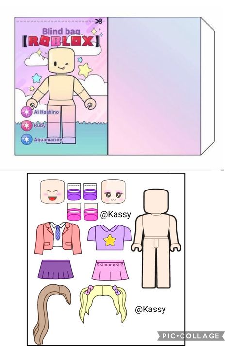 Roblox Blind Bag Template, Blind Bags Roblox Paper, Roblox Blind Bag, Blind Bag Ideas, Printable Paper Toys Templates, Paper Toy Printable, Free Printable Paper Dolls, Paper Doll Printable Templates, Hello Kitty Colouring Pages