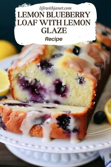 Lemon Glaze Recipe, Blueberry Bread Recipe, Lemon Blueberry Loaf, Blueberry Desserts Recipes, Blueberry Loaf, Blueberry Breakfast Cake, Lemon Blueberry Bread, Lemon Dessert, Loaf Cakes