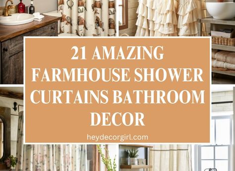 21 Amazing Farmhouse Shower Curtains Bathroom Decor - Hey Decor Girl [Latest Trending Decor Design Ideas] Modern Farmhouse Bathroom Rugs, Shower Decor Ideas Bathroom, Guest Bathroom Shower Curtain Ideas, Vintage Shower Curtain Ideas, Rustic Shower Curtain Ideas, Country Bathroom Ideas Farmhouse, Country Farmhouse Decor Bathroom, Burlap Shower Curtains, Farmhouse Shower Curtains