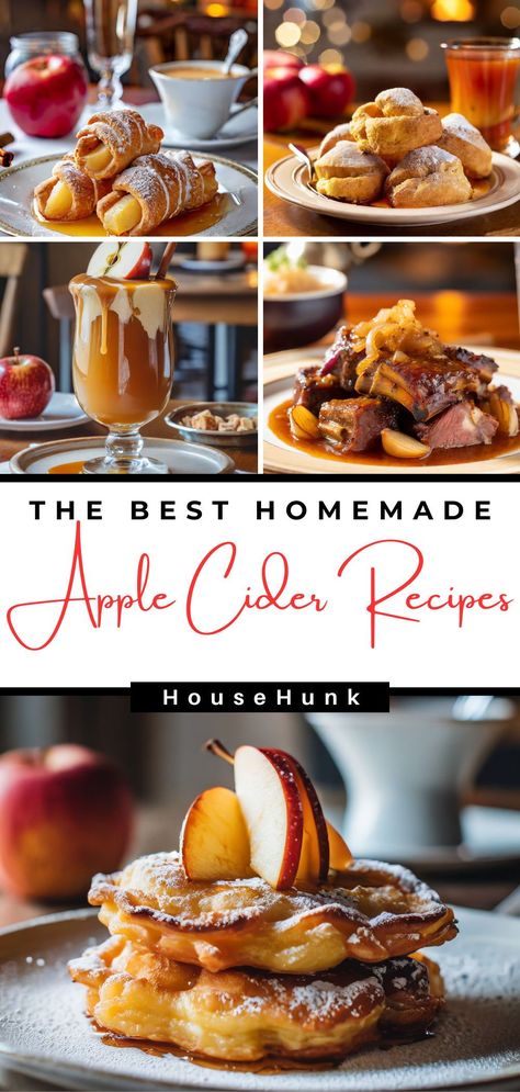 Experience the magic of fall with these irresistible apple cider recipes! From sparkling drinks to savory dishes, savor the essence of autumn flavors in every bite. Apple Cider In Recipes, Rome Apple Recipes, Apple Cider Pressing Party, Cooking With Apple Cider, What To Do With Apple Cider, Apple Cider Food Recipes, Things To Make With Apple Cider, Recipes That Use Apple Cider, What To Make With Apple Cider