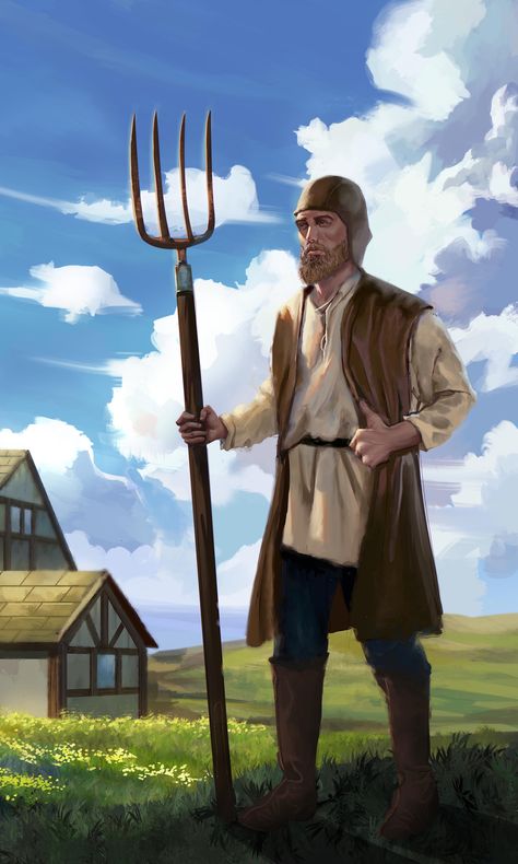 Peasant Fantasy Art, Fantasy Farmer, Medieval Farmer, Pathfinder Rpg Characters, Peasant Boy, Peasant Art, Live A Simple Life, Medieval Peasant, Farm Work