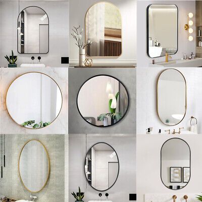 This is a mirror that will look simply fabulous hung on the living room or hallway wall. Colour: gold/silver/black. Material:Space aluminum,Glass. The simple round design just makes this look so effortlessy chic and glamorous. Wall Glass Design, Dressing Mirror Designs, Wall Mounted Vanity Bathroom, Bathroom Mirror Round, Glass Bedroom, Bathroom Mirror Design, Vanity Makeup Mirror, Modern Bathroom Mirrors, Beautiful Bedroom Designs